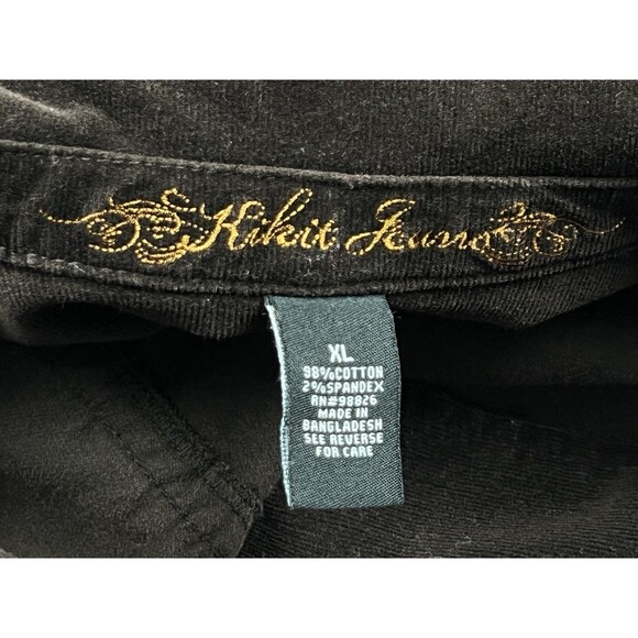 Vtg KIKIT JEANS XL Brown Corduroy Floral Embroidered Blazer Jacket Y2k Boho Chic - Picture 9 of 11